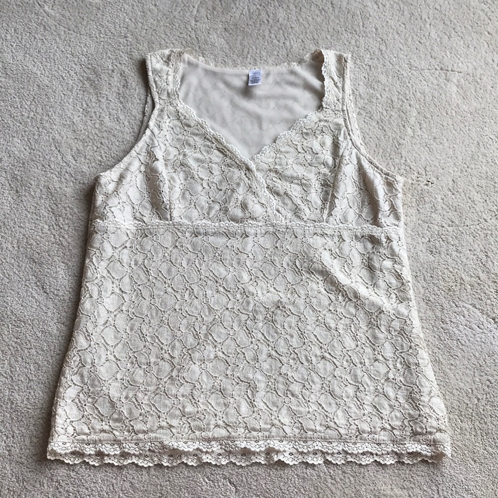Merona Cream Lace Embroidered Tank Top